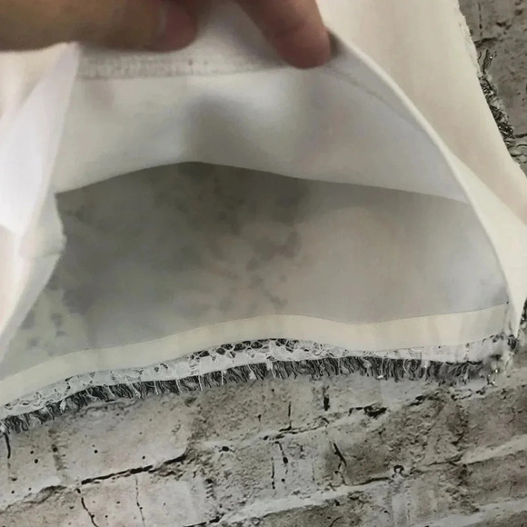 J Crew Fringe Tank Top Shell Tweed Lace Ivory Metallic Silver Gray Size Small. D - Picture 6 of 8